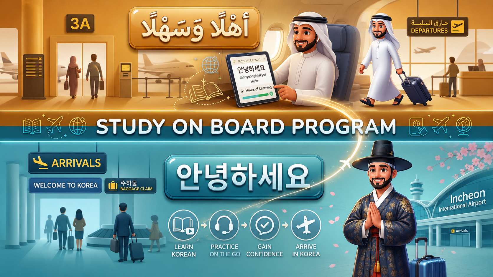 Study on Board learner journey from departure to arrival in Korea