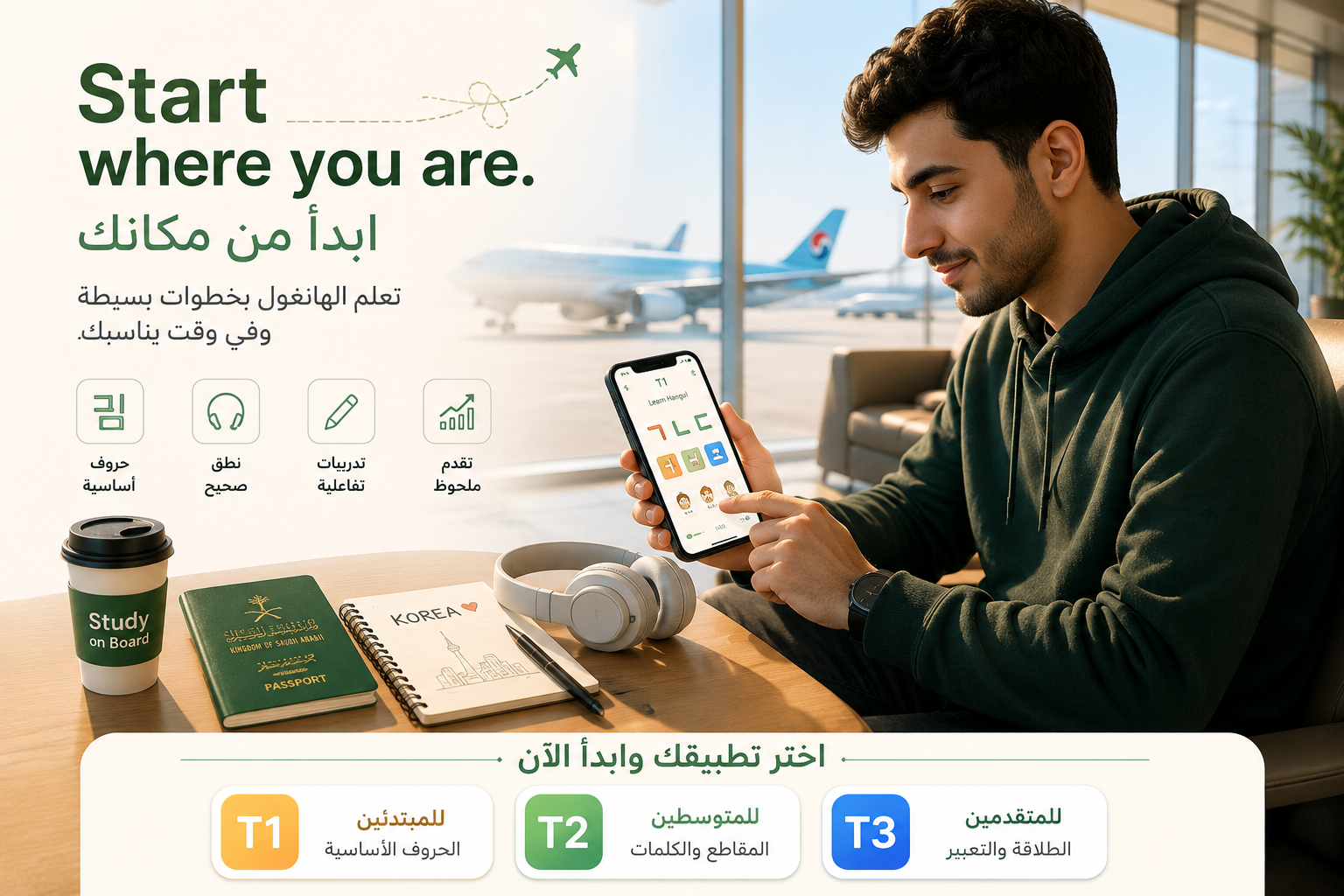 تطبيقات تدريب الهانغول T1 T2 T3